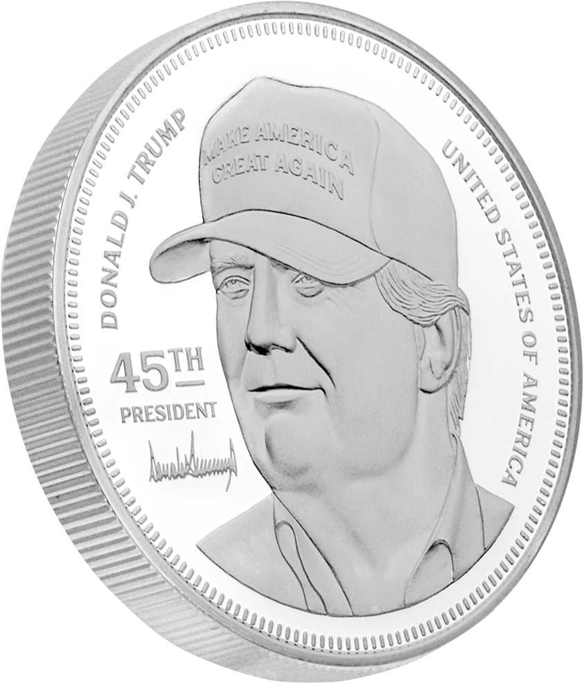 our 2oz trump in maga hat commemorative coin - limited to only 450 - 2oz silver trump coin