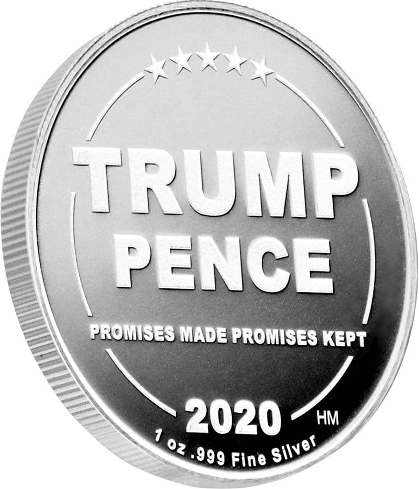 all of our 1oz trump commemorative 2020 coin series has this reverse - trump / pence 2020 coin series